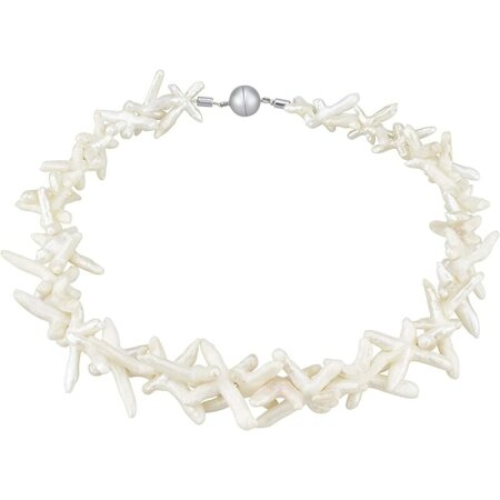 Funk-Collier Süsswasser Zuchtperlen Kette in Kreuzform,...