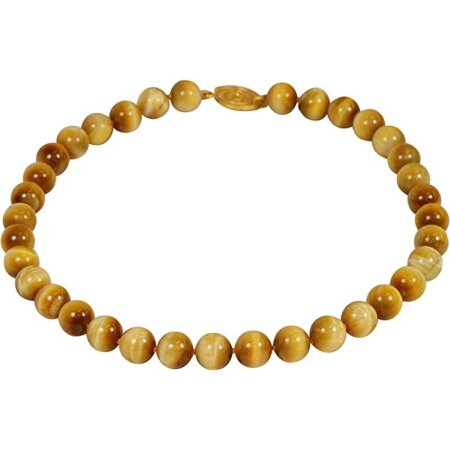Tigerauge Kugelcollier - gold-gelb, ca. 12 mm, 925 verg. Spiralschloß, ca. 49 cm