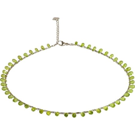 Peridot Tropfenkette facettiert, 925 Silber, ca. 70 Karat, ca 42 - 47,5 cm