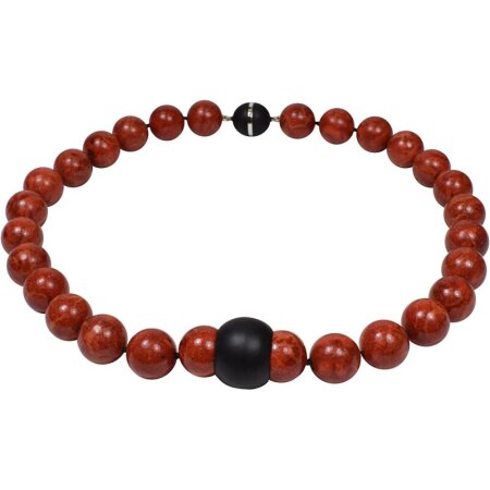 Funk-Collier Schaumkoralle ca 16 mm, Magnetschloss, Tombak schwarz matt, ca. 50,5 cm