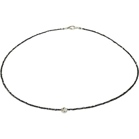 Funk-Collier Schwarzer Spinell facettiert, Ø ca. 2 mm, Silber Schloß, Kristall, ca. 41 cm