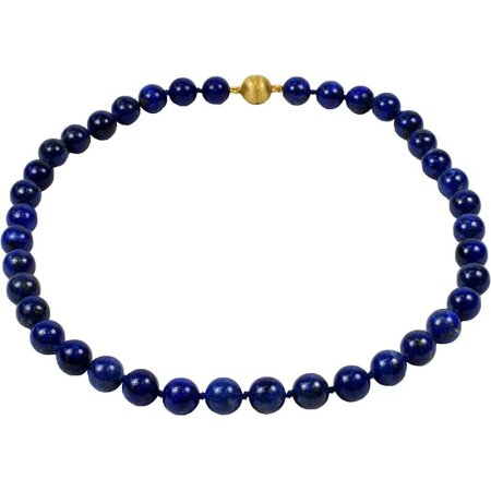 Funk-Collier Edelstein Kette Lapis Lazuli, Ø 10 mm, 925oo SI verg. Magnetschloß, Damen