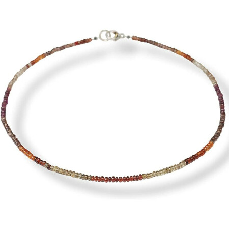 Funk-Collier Edelsteinkette Tundru Granat, Rondell-Form, 925oo SI Schloß, ca. 45 cm, Damen