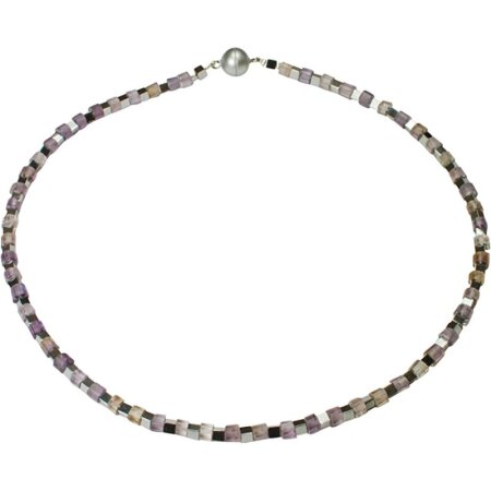 Funk-Collier Ametrin fac, versilberter Hämatit, Magnetschloss, ca. 45,5 cm