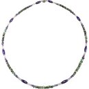 Funk-Collier Edelsteinkette Smaragd mit Amethyst, 925oo...