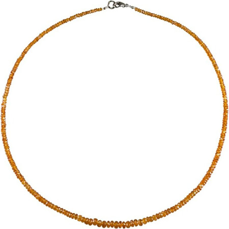 Funk-Collier Mandarinengranat facettiert, ca. 47,5 cm, ca 55 Karat, 925oo SI. Schloß