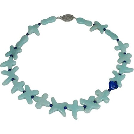 Edelsteinkette Amazonit mit Lapis Lazuli, ca. 50.5 cm, Damen