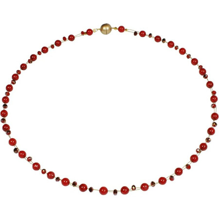 Funk-Collier Light & Comfort Bambuskoralle rot, Coated Quarz facettiert, Magnetschloß, 44 cm