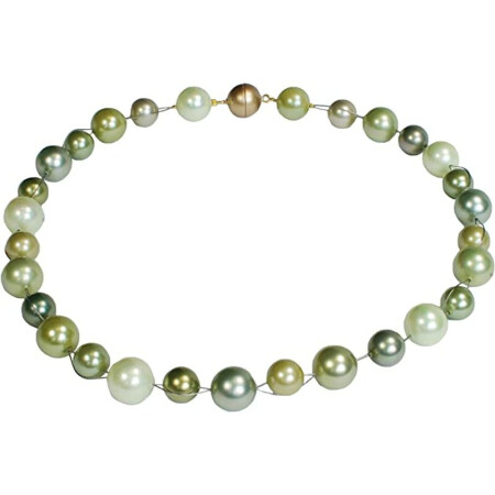 Light & Comfort Muschelkernperle, green Lime, Magnetschloß, 45 cm, Damen