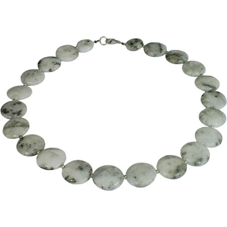 Funk-Collier Edelsteinkette Pyrit in Muttergestein, Scheibenkette, ca. 48 cm, Damen