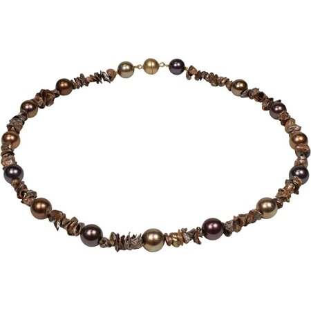 Funk-Collier Perlenkette Keshi Perle, Muschelkernperle, Magnetschloss, ca. 45.5 cm, Damen