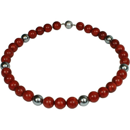 schönes Schaumkoralle Collier, Muschelkernperle, ca. 13 mm, ca. 47 cm, Damen