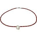 Funk-Collier Rote Bambus Korallen Kette mit Blisterperle...