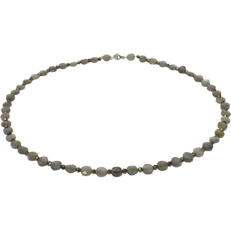 Edelsteincollier Labradorit facettiert, 925oo Silber Schloß, ca. 45.5 cm, Damen