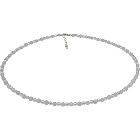 Funk-Collier Edelsteinkette Chalcedon mit...