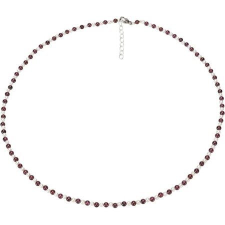 Funk-Collier Edelsteinkette Granat mit Muschelkernperle,...