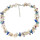 Blütencollier Süsswasser Zuchtperle, Lapis Lazuli, Türkis, ca. 42-48 cm, Silber