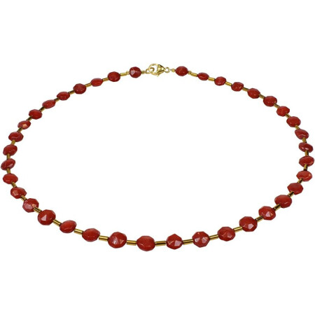 Funk-Collier Korallenkette Bambuskoralle, facettiert, beh, Silber verg. Schloß, ca. 45 cm