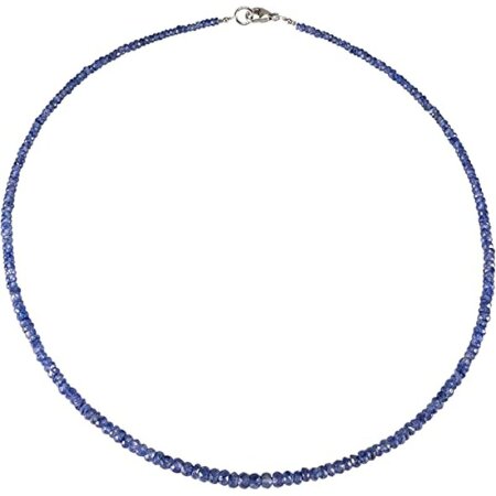 Funk-Collier Edelsteinkette Saphir facettiert, ca. 45.5 cm, 925oo Silber Schloß, Damen