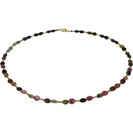 Edelsteincollier Turmalin, 925oo Silber vergoldet, Damen,...