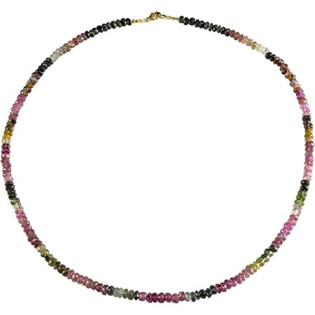 Edelstein Collier Turmalin facettiert, schöner Farbmix, Silber Schloß verg, ca. 46 cm