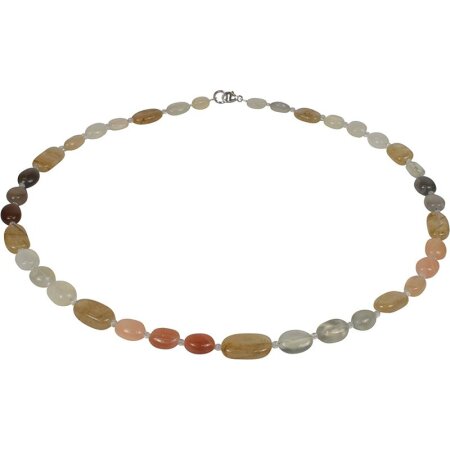 buntes Mondstein Collier, 925oo Silber Schloß, ca. 45.5...