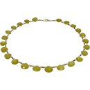 Edelsteincollier Gold-Serpentin, Muschelkernperle, Silber...