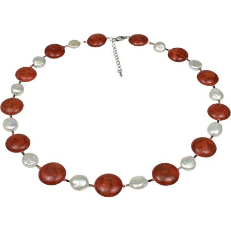Collier Schaumkoralle, Coin Perle, 925oo Silber, ca. 52-57 cm, Damen