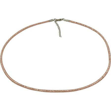 Textil Halsreif, metallic-Look ca. 43 - 46.5 cm, Karabiner, Rosé