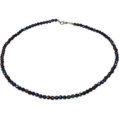 Funk-Collier Edelsteinkette Regenbogenachat facettiert, 925oo Silber Schloß, ca. 46 cm