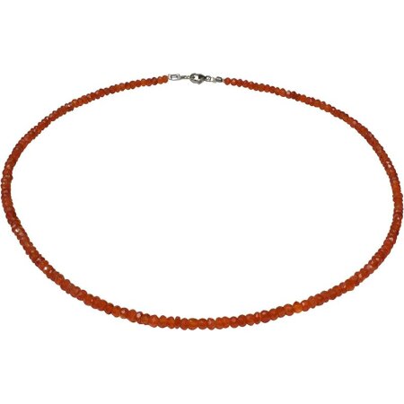 Funk-Collier Edelsteinkette Feuerkarneol facettiert, 925oo SI Schloß, ca. 44 cm, Damen