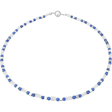 Funk-Collier Edelsteinschmuck Lapis Lazuli, Bergkristall, Magnetschloss, ca. 46 cm