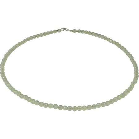 Funk-Collier Edelsteinkette Prehnit facettiert, ca. Ø 4.5 mm, Damen, ca. 41 cm, 925oo SI Schloß