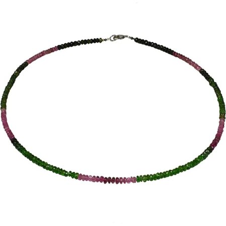 Funk-Collier Edelsteinschmuck rosa & grüner Turmalin, facettiert, ca. 60 Karat, ca. 45 cm