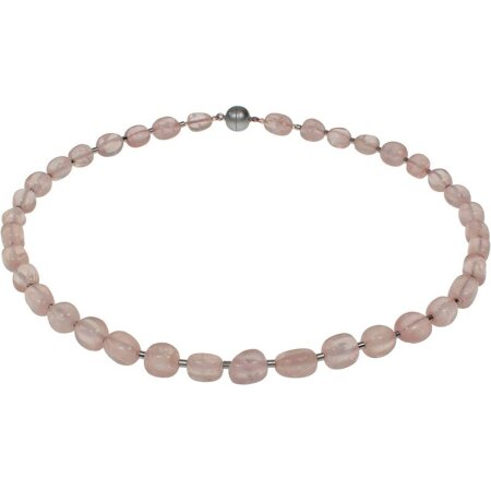 Funk-Collier Edelsteinschmuck Rosenquarz, Magnetschloss, ca. 47.5 cm, Damen