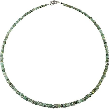 Funk-Collier Edelsteinschmuck Smaragd fac, Silber Schloß, ca. 46 cm, ca. 52.5 Karat, Farbverlauf