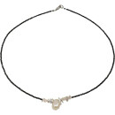 Funk-Collier Schwarzer Spinell fac, Tropfen Perle, 925oo...