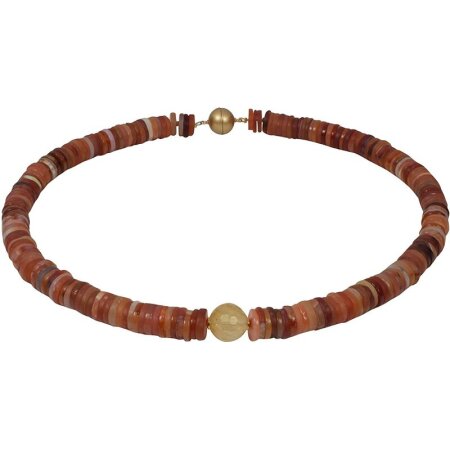 Funk-Collier Edelsteinkette Karneol, Rutilquarz fac, Magnetschloss, ca. 46.5 cm