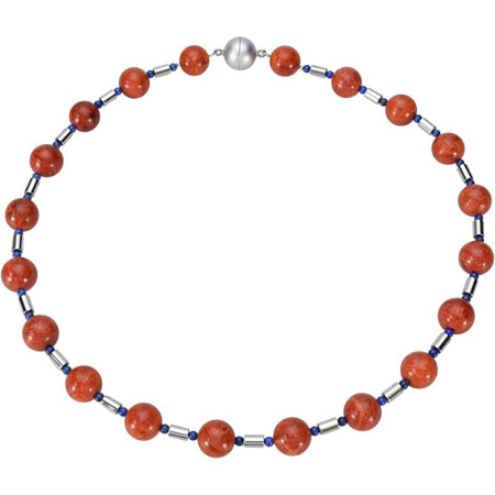 Collier Schaumkoralle mit Lapis Lazuli, Magnetschloss, ca. 45.5 cm
