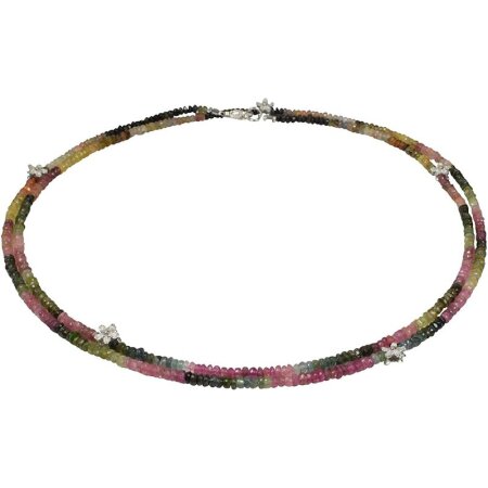 lange Edelsteinkette Turmalin facettiert, ca. 91 cm, 925oo Silber, Damen