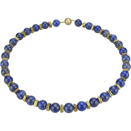 Edelsteincollier Lapis Lazuli, Gold-Hämatit, Magnetschloss, ca. 45.5 cm, Damen