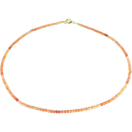 Funk-Collier Edelsteinschmuck Super-Feuerkarneol facettiert, ca. Ø 3 mm, 925oo SI Schloß verg, ca. 43.5 cm