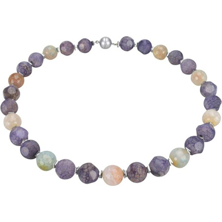 Funk-Collier Edelsteinkette Multicolor facettiert, Silber-Hämatit, Magnetschloss, ca. 49 cm, Damen