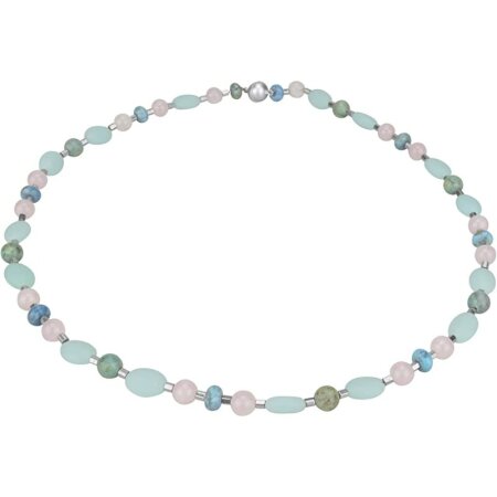 Funk-Collier Edelsteinkette Amazonit, Rosenquarz, afrik....