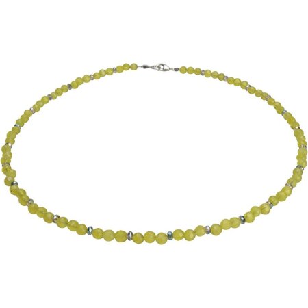 Funk-Collier Edelsteinkette Serpentin (der Stein des Erfolgs) mit fac. Quarz, Silber Schloß, ca. 42.5 cm