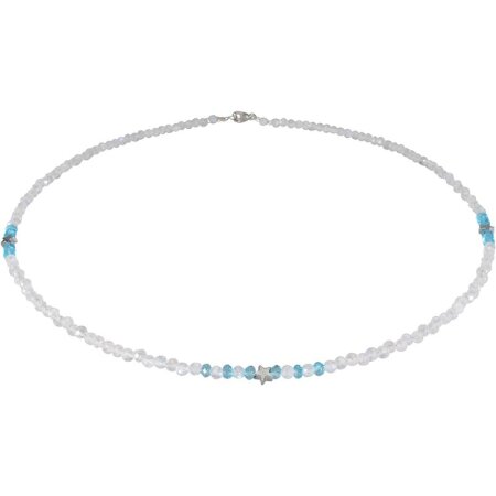 Edelsteincollier Mondstein facettiert, Quarz fac....