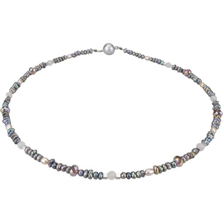 Süsswasser Zuchtperlen Collier dunkel, Magnetschloss, ca. 44 cm