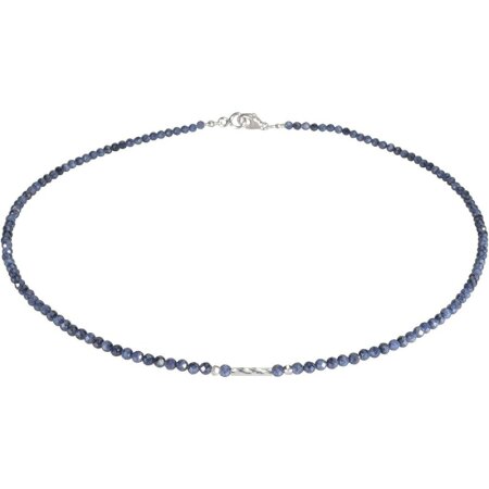 Funk-Collier Saphir fac. Kugelform, Ø 3 mm, 925oo Silber Element, ca. 44.5 cm, Damen