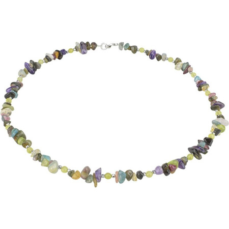 Funk-Collier Multicolor Edelsteinkette, Silber Karabiner, ca. 46.5 cm