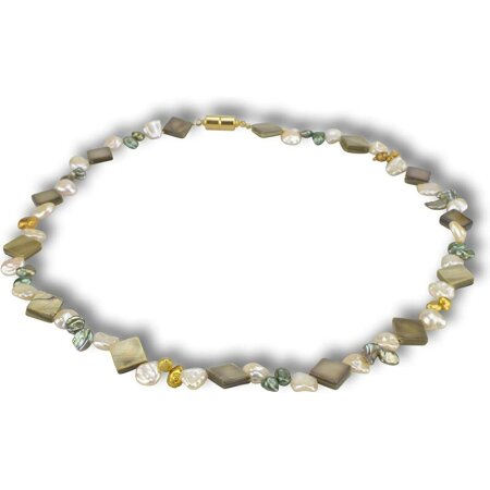 Collier Perlmutt, Süsswasser Zuchtperle, Magnetschloss,...